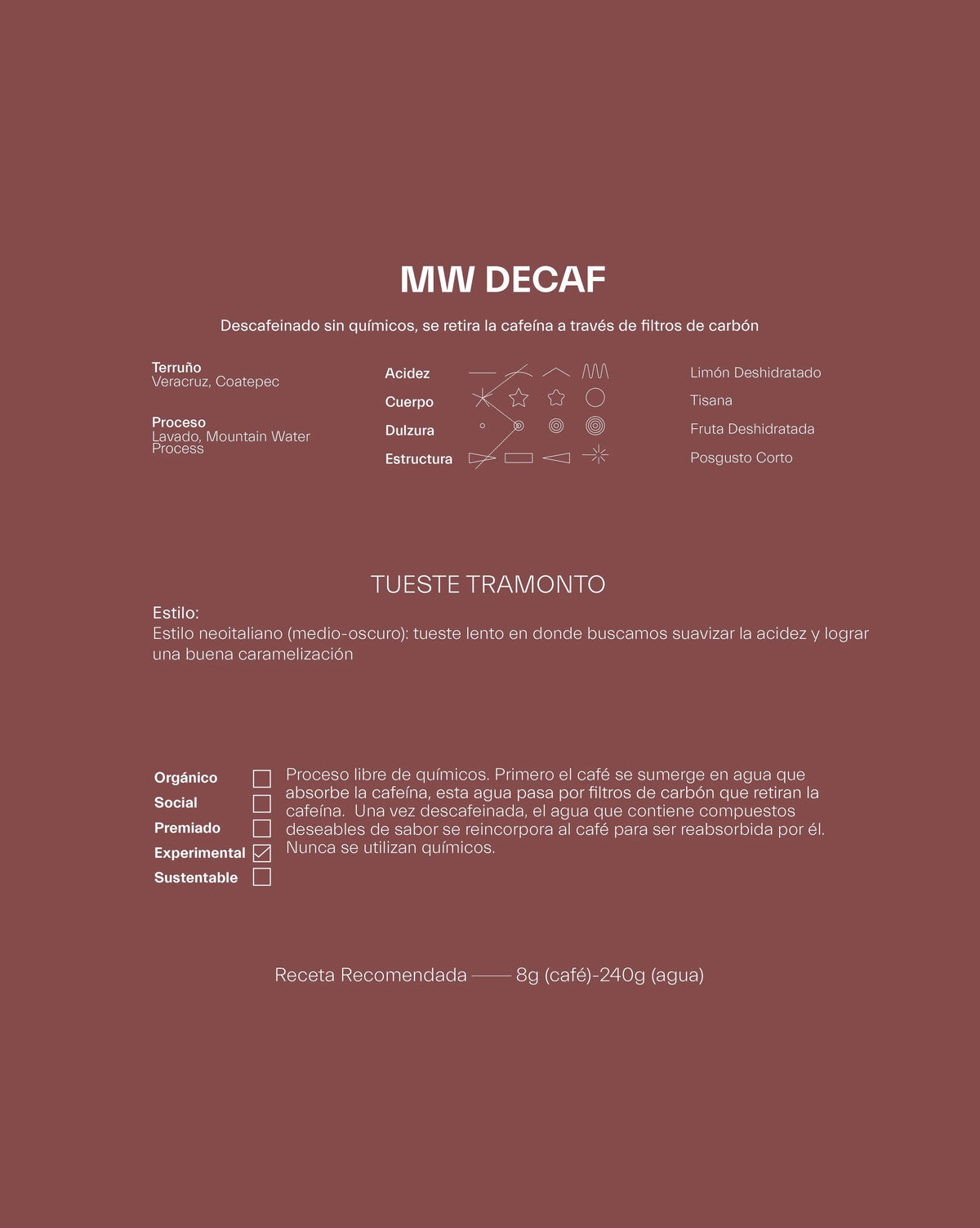 MW Decaf - Café Descafeinado Libre De Químicos | 1 kg