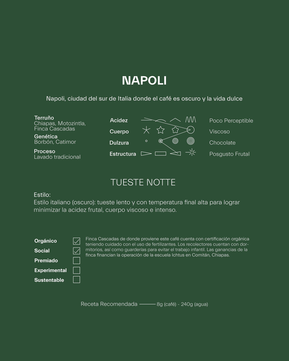 Napoli - Café Orgánico Especialidad Tueste Italiano Intenso | 1 kg