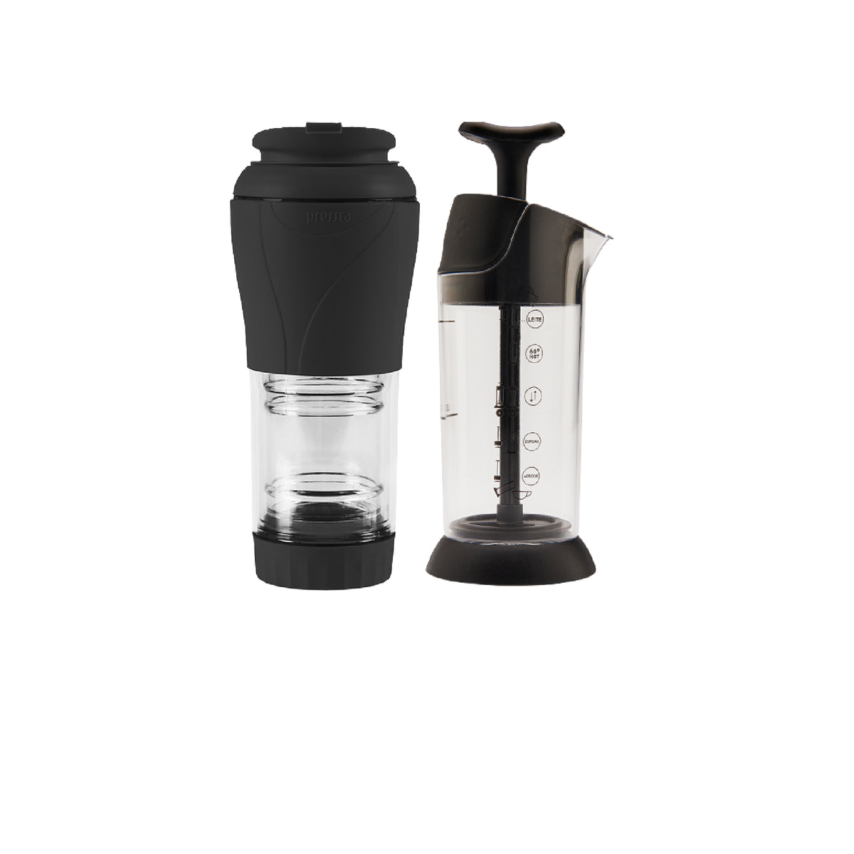 Pressca - Kit Cafetera Portátil Y Espumador De Leche